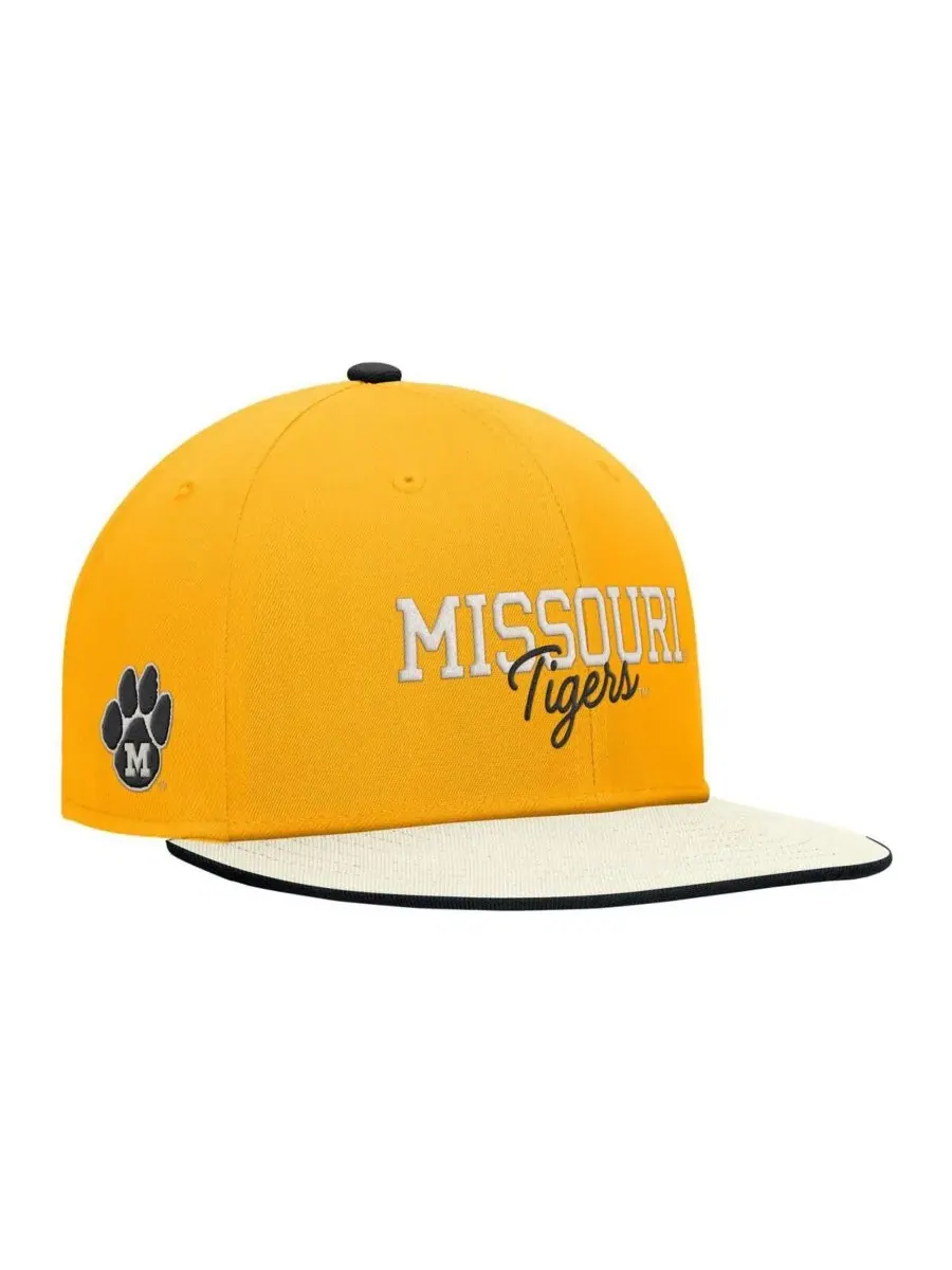 Мужская золотистая бейсболка Missouri Tigers Vintage Script Pro Dri-FIT Snapback Nike — изображение 1 из 3, золото