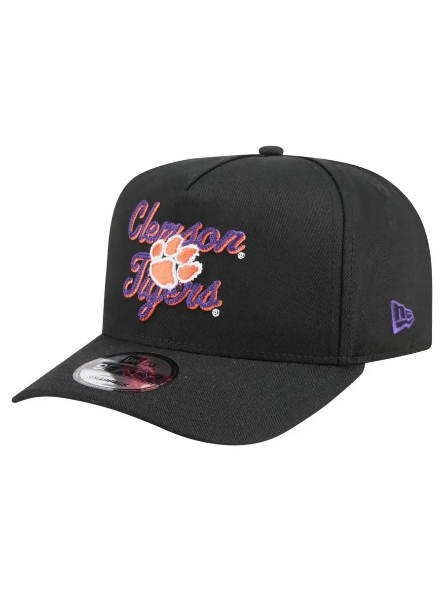 New Era Мужская черная винтажная бейсболка Clemson Tigers с цепочным стежком 9FIFTY A-Frame Snapback — изображение 1 из 5