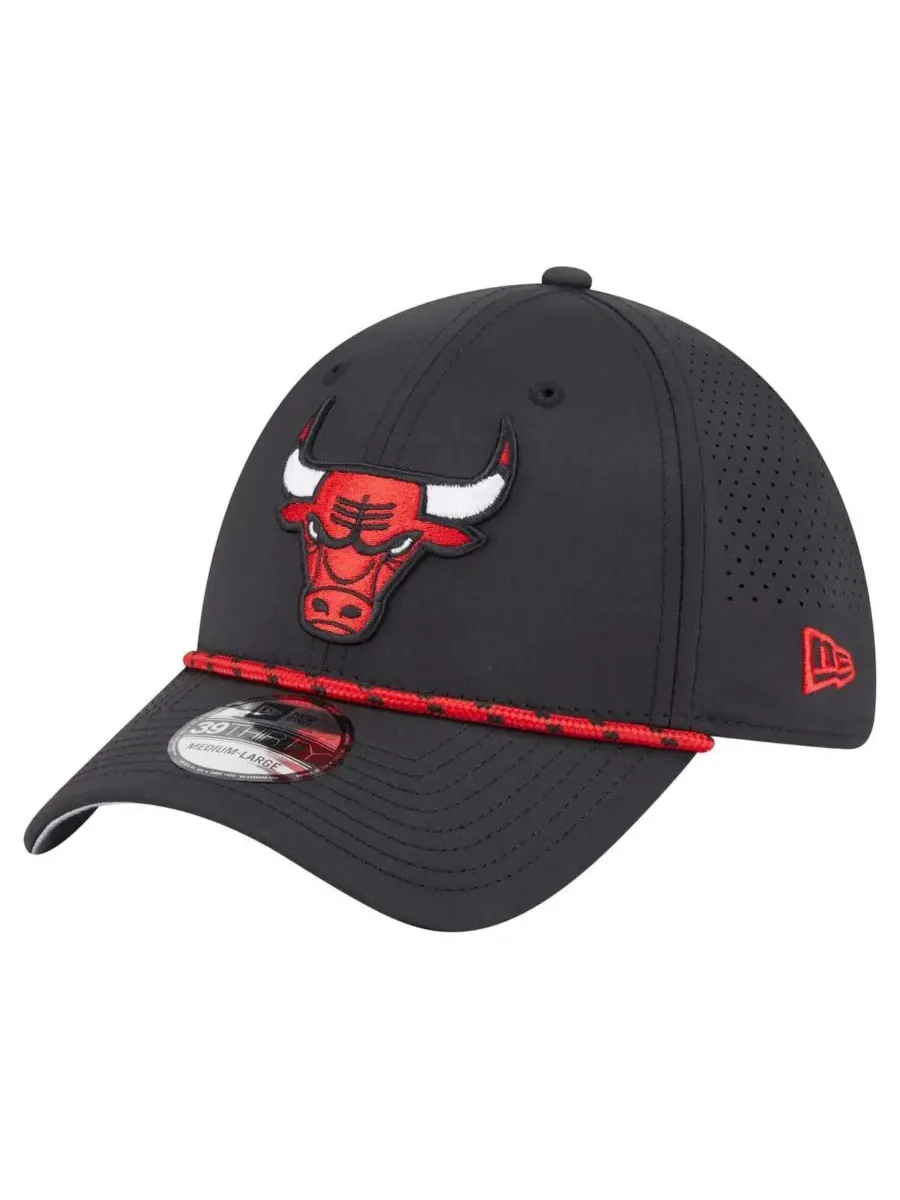 New Era Мужская черная кепка Chicago Bulls Featherweight Poly Rope Flex 39Thirty — изображение 1 из 5, черный