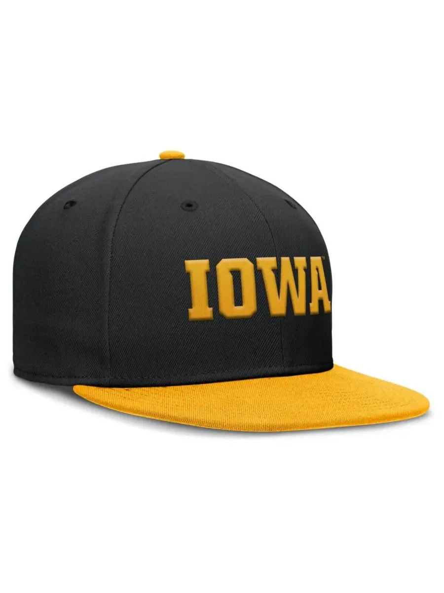 Nike Мужская двухцветная бейсболка Iowa Hawkeyes Primetime Performance Fitted Hat в черно-золотом — изображение 3 из 4