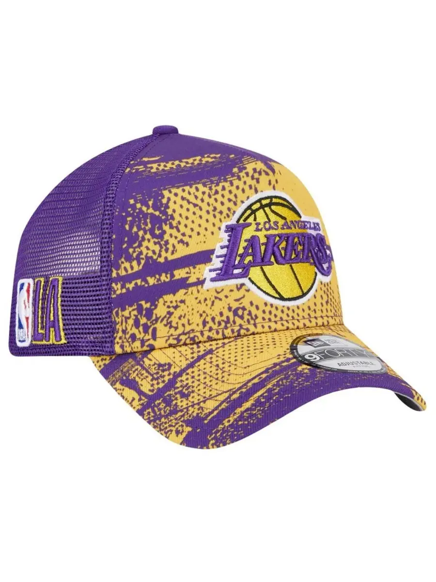 New Era Мужская фиолетово-золотая кепка-тракер Los Angeles Lakers Tip Off A-Frame Trucker 9FORTY с — изображение 1 из 5
