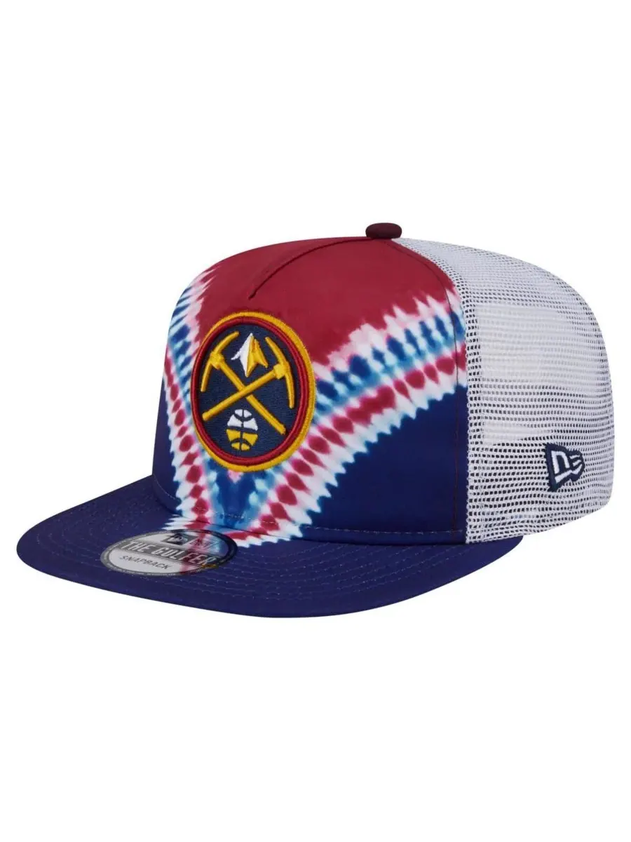New Era Мужская бейсболка Denver Nuggets в стиле ретро сине-красного цвета с регулируемой застежкой — изображение 1 из 4