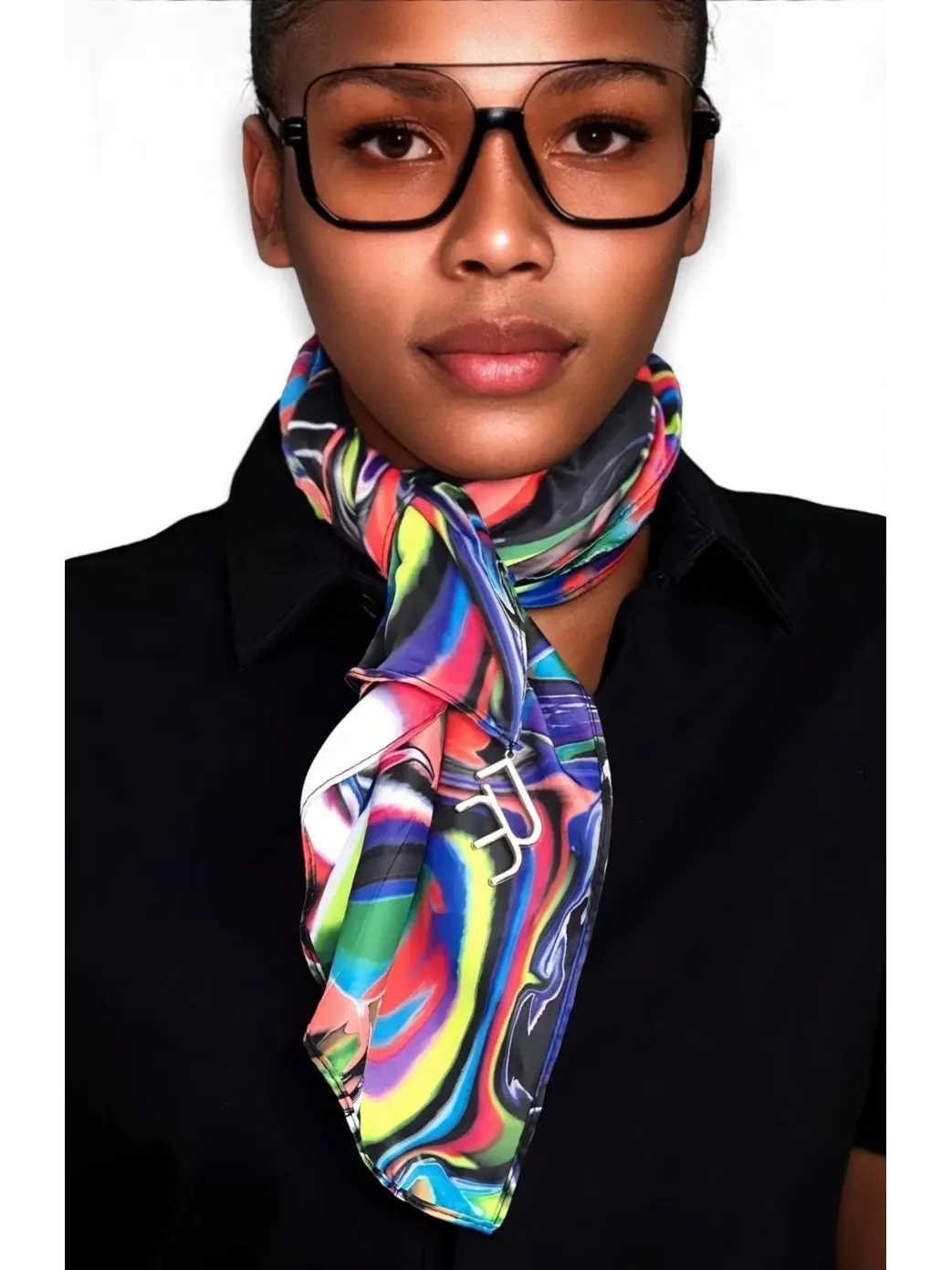 Шарф TY Print Versa с фурнитурой с логотипом Dai Moda — изображение 3 из 4, мульти