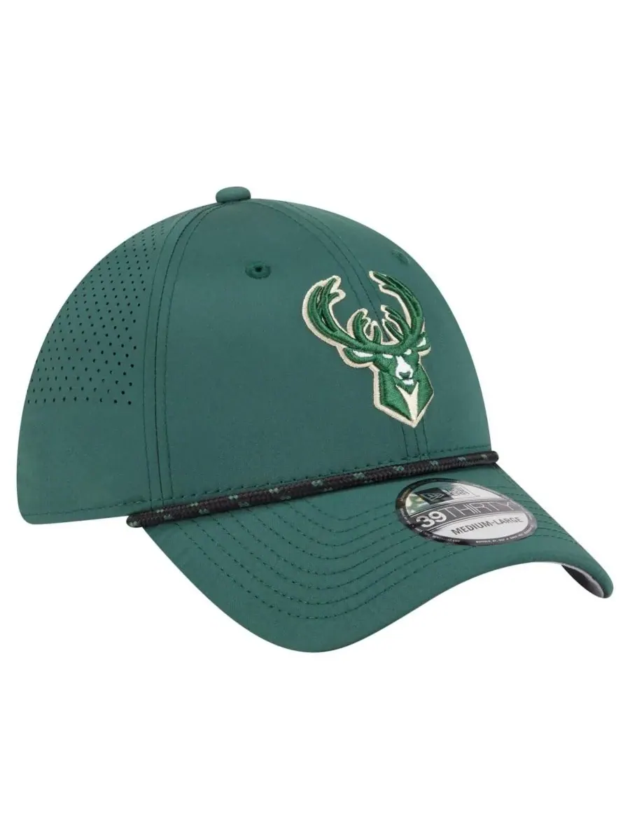 New Era Мужская бейсболка Milwaukee Bucks Featherweight Poly Rope Flex 39Thirty цвета Hunter Green — изображение 5 из 5