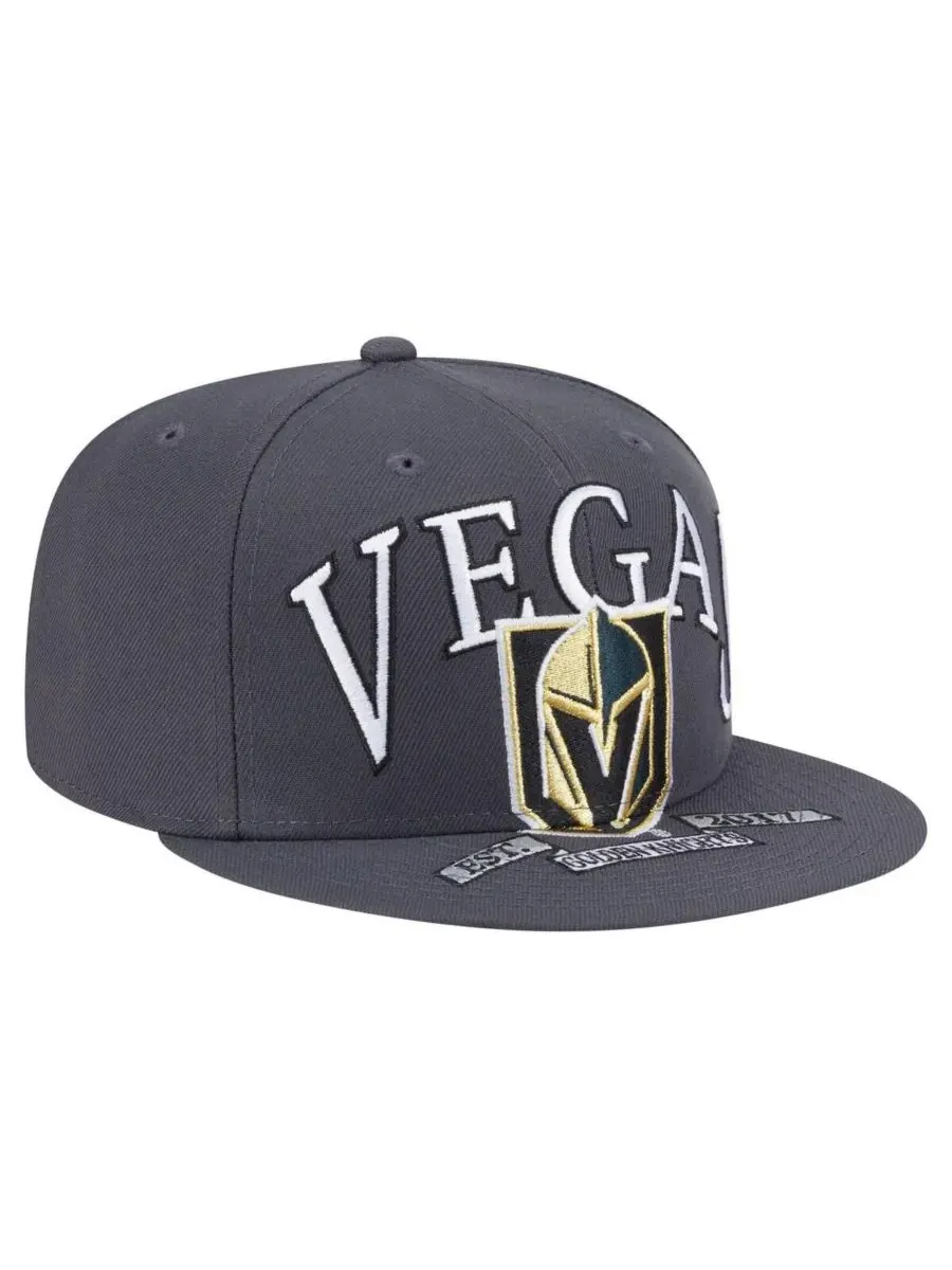 New Era Мужская серая кепка Vegas Golden Knights Oversized Arch 59Fifty — изображение 3 из 4, серый