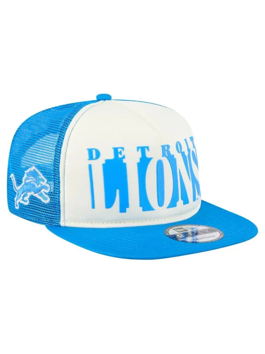New Era Мужская кремово-голубая кепка Detroit Lions Cutout A-Frame 9FIFTY Snapback — изображение 1 из 5, кремовый синий