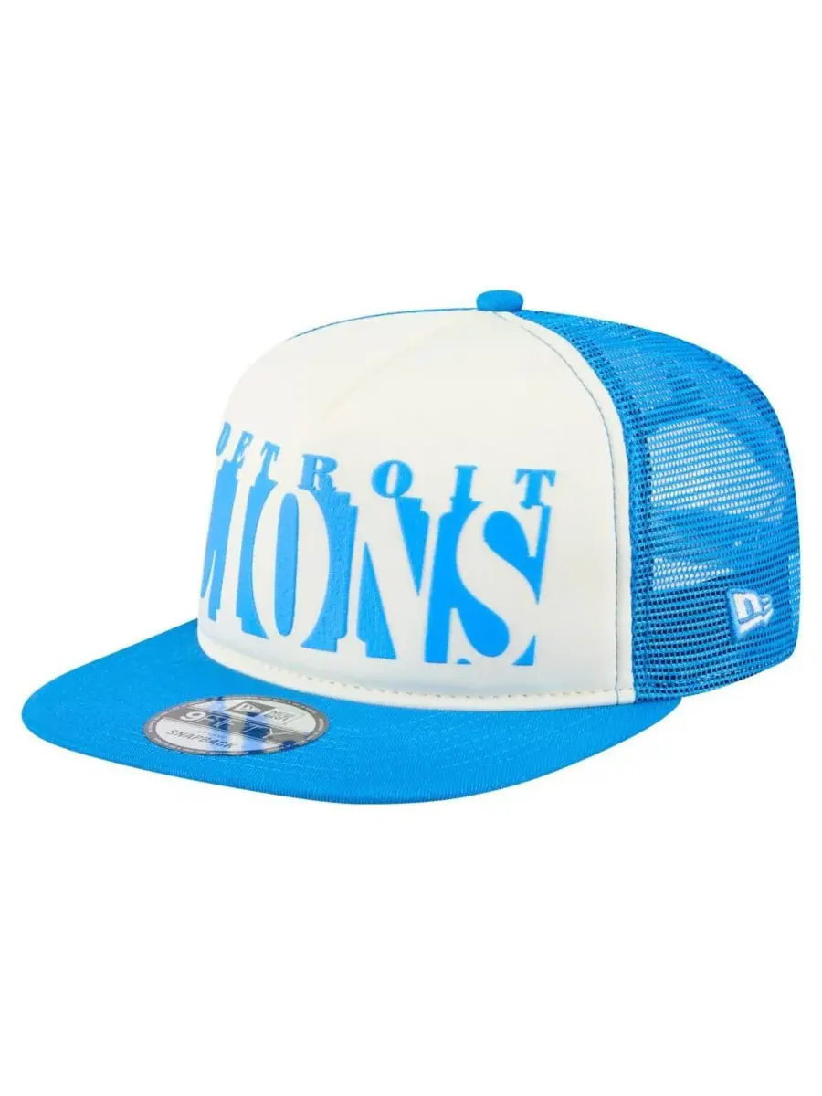 New Era Мужская кремово-голубая кепка Detroit Lions Cutout A-Frame 9FIFTY Snapback — изображение 4 из 5, кремовый синий