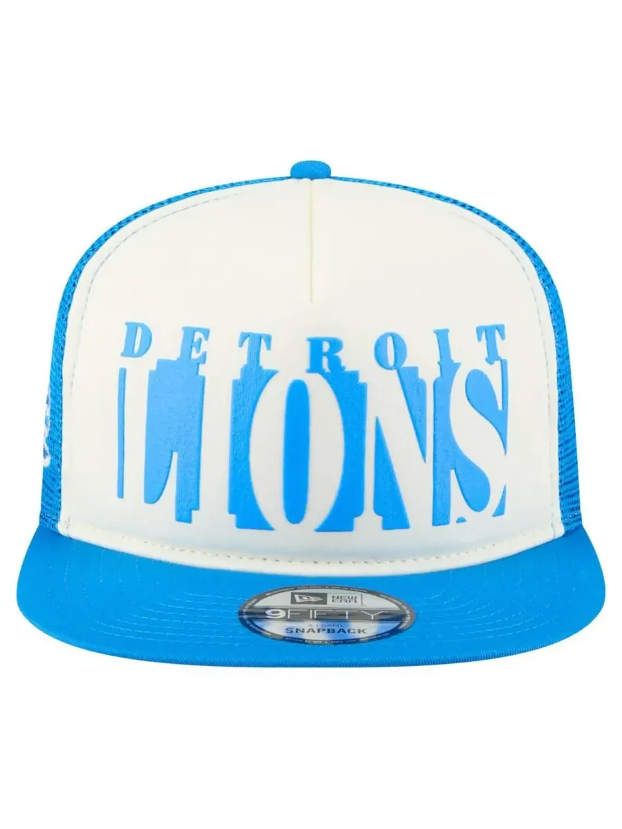 New Era Мужская кремово-голубая кепка Detroit Lions Cutout A-Frame 9FIFTY Snapback — изображение 5 из 5, кремовый синий