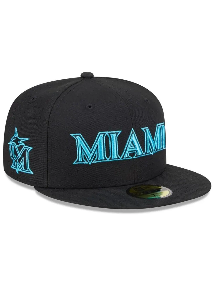 New Era Мужская черная бейсболка Miami Marlins 2025 City Connect 59FIFTY — изображение 1 из 4, черный