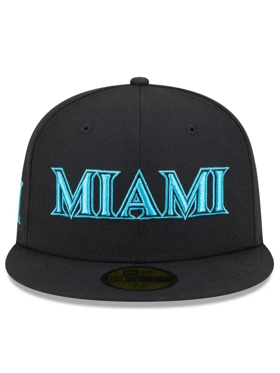 New Era Мужская черная бейсболка Miami Marlins 2025 City Connect 59FIFTY — изображение 2 из 4, черный