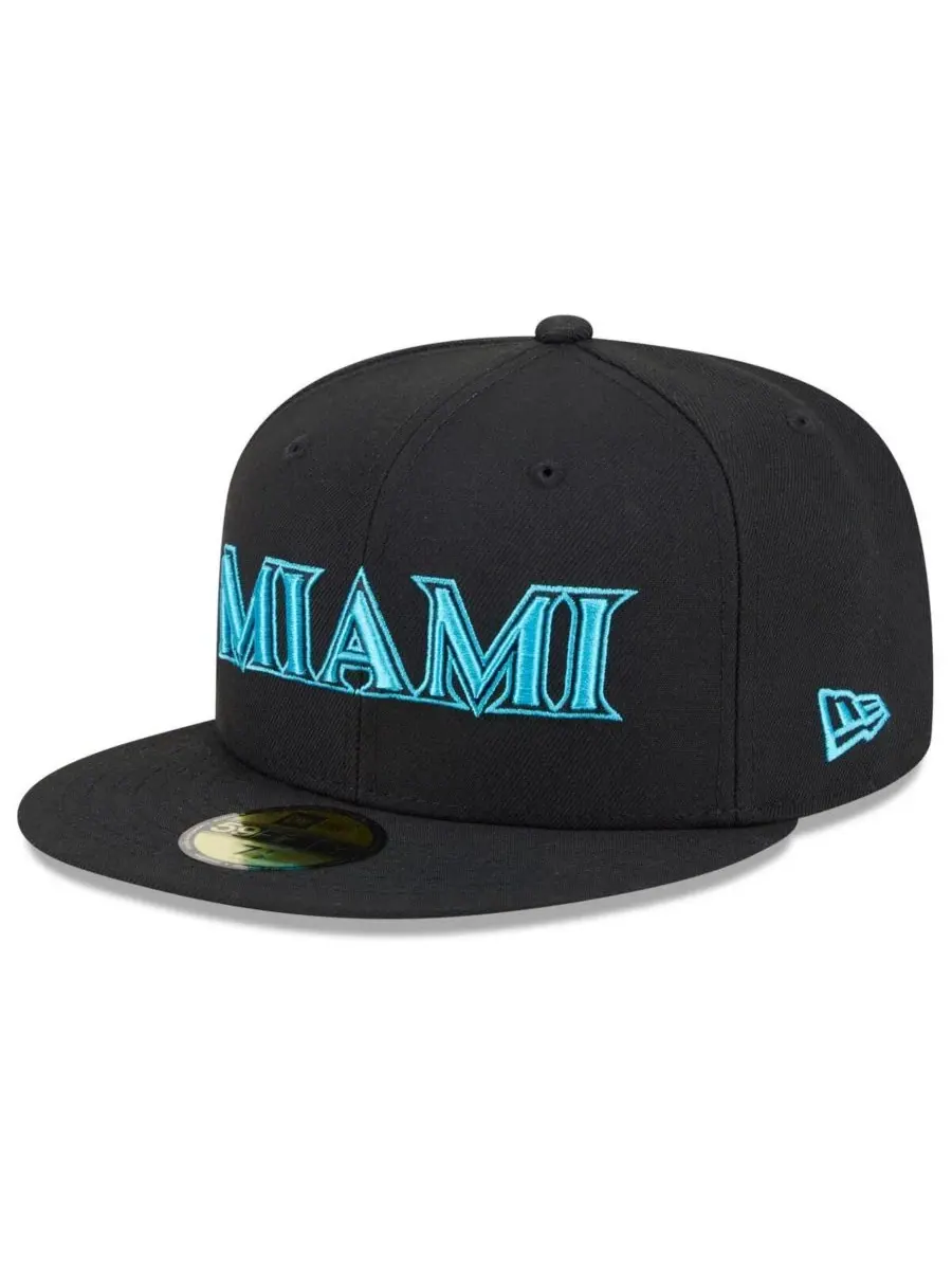 New Era Мужская черная бейсболка Miami Marlins 2025 City Connect 59FIFTY — изображение 3 из 4, черный