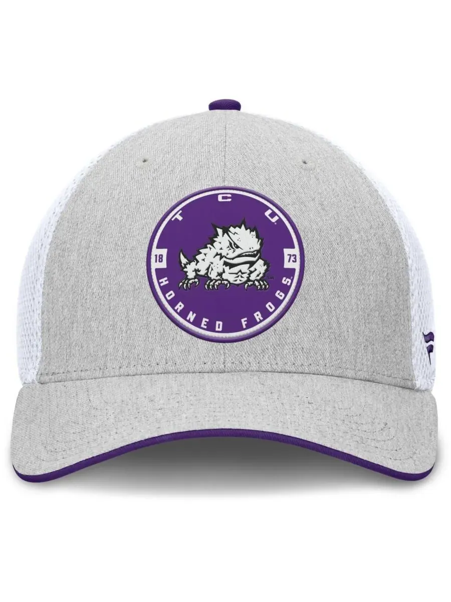 Fanatics Мужская кепка TCU Horned Frogs Trigger Flex серо-белого цвета — изображение 4 из 4, серый белый
