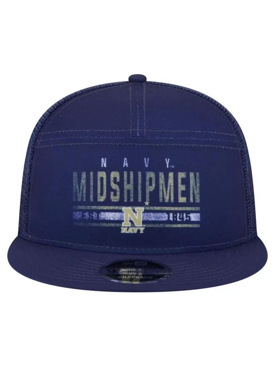 New Era Мужская кепка-тракер Navy Midshipmen Split Panel 9FIFTY Snapback — изображение 2 из 4, темно-синий