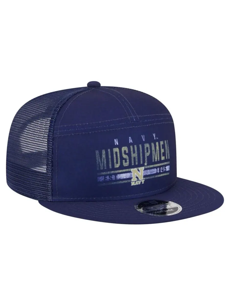 New Era Мужская кепка-тракер Navy Midshipmen Split Panel 9FIFTY Snapback — изображение 3 из 4, темно-синий