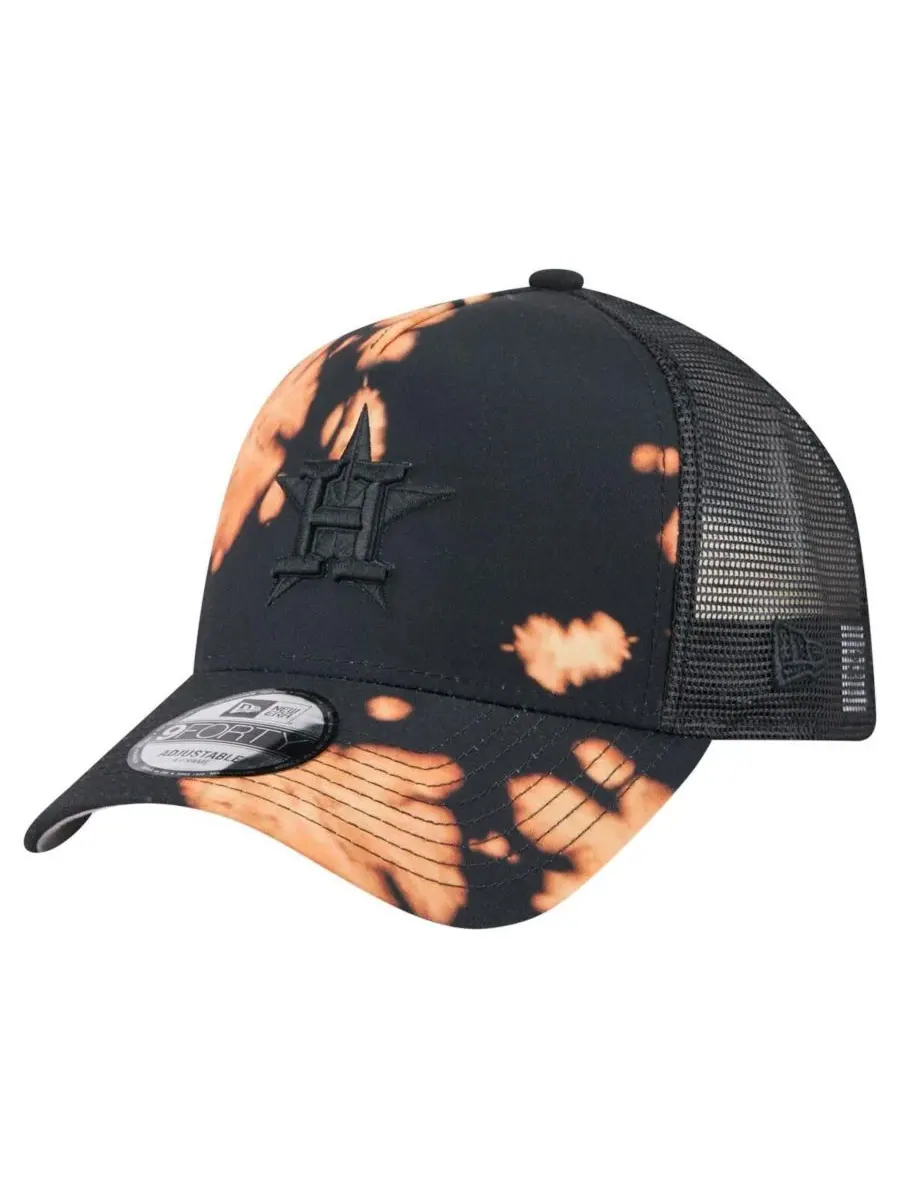 New Era Мужская черная бейсболка Houston Astros Bleached A-Frame 9FORTY с регулируемым размером — изображение 1 из 4, черный