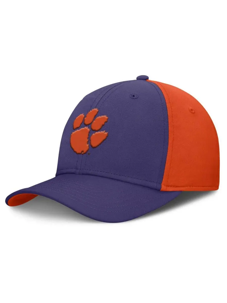 Nike Мужская фиолетово-оранжевая кепка Clemson Tigers 2025 Sideline Rise Local Performance Flex Hat
