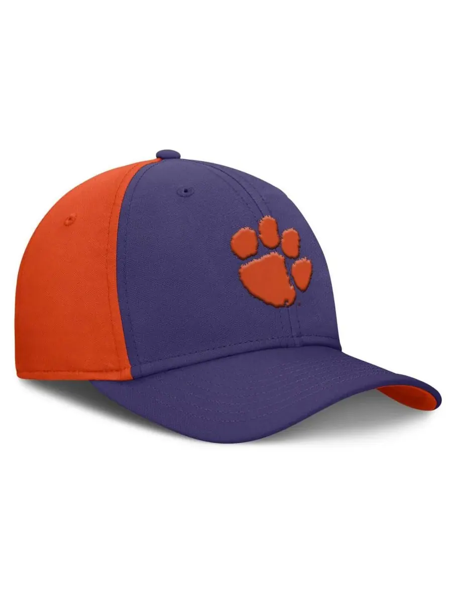 Nike Мужская фиолетово-оранжевая кепка Clemson Tigers 2025 Sideline Rise Local Performance Flex Hat — изображение 4 из 4