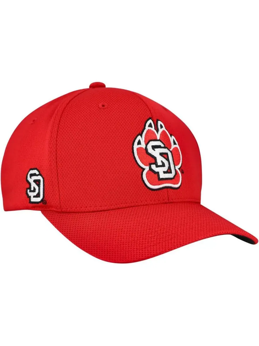 Top of the World Мужская красная бейсболка South Dakota Coyotes Reflex Performance Flex Hat — изображение 1 из 4, красный