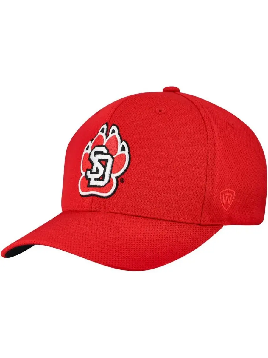 Top of the World Мужская красная бейсболка South Dakota Coyotes Reflex Performance Flex Hat — изображение 2 из 4, красный