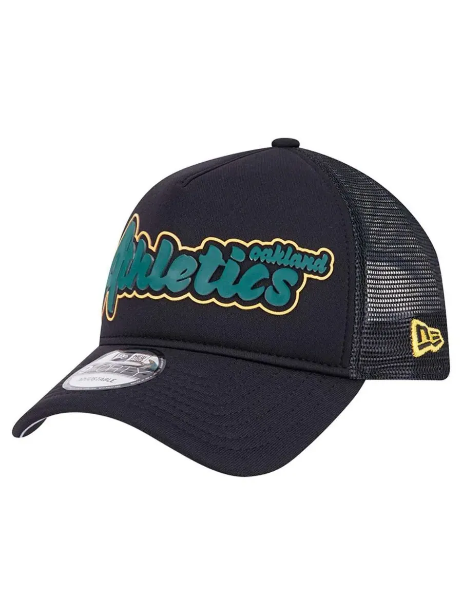 New Era Мужская черная кепка Oakland Athletics Retro Bold A-Frame Trucker 9FORTY с регулируемым — изображение 1 из 5, черный