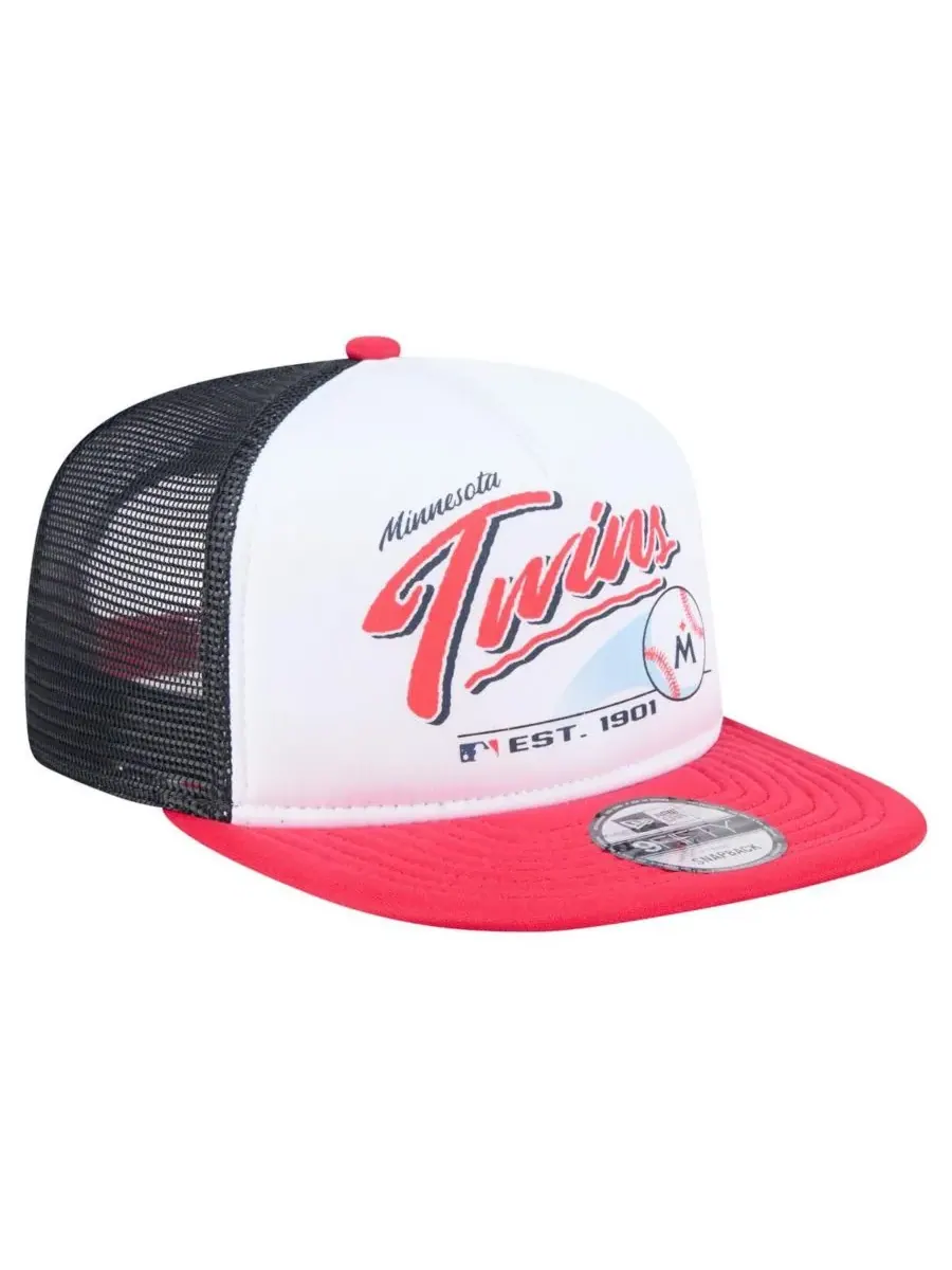 New Era Мужская бело-красная кепка-тракер Minnesota Twins Retro Script Trucker 9FIFTY Snapback — изображение 2 из 4