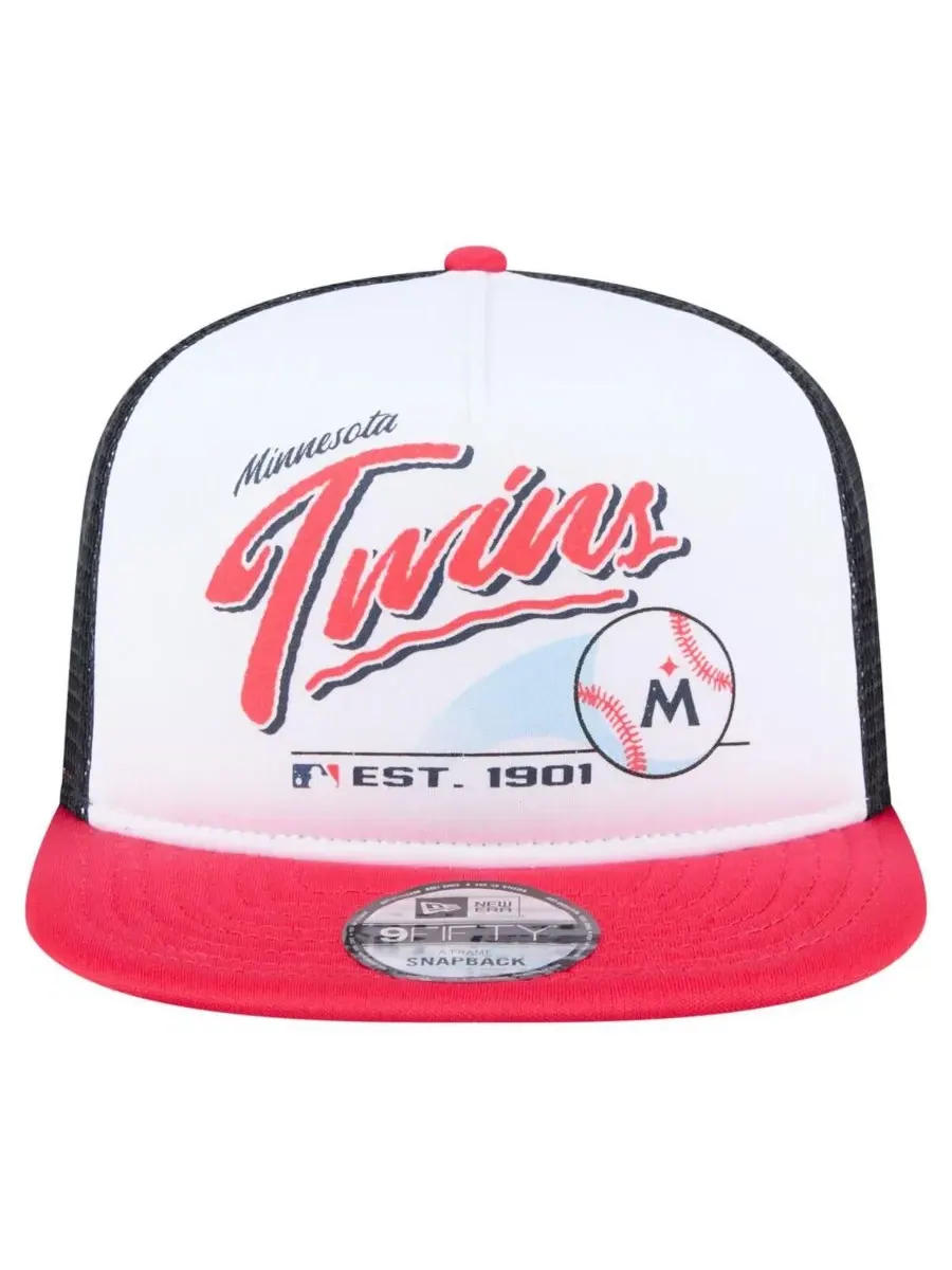 New Era Мужская бело-красная кепка-тракер Minnesota Twins Retro Script Trucker 9FIFTY Snapback — изображение 4 из 4