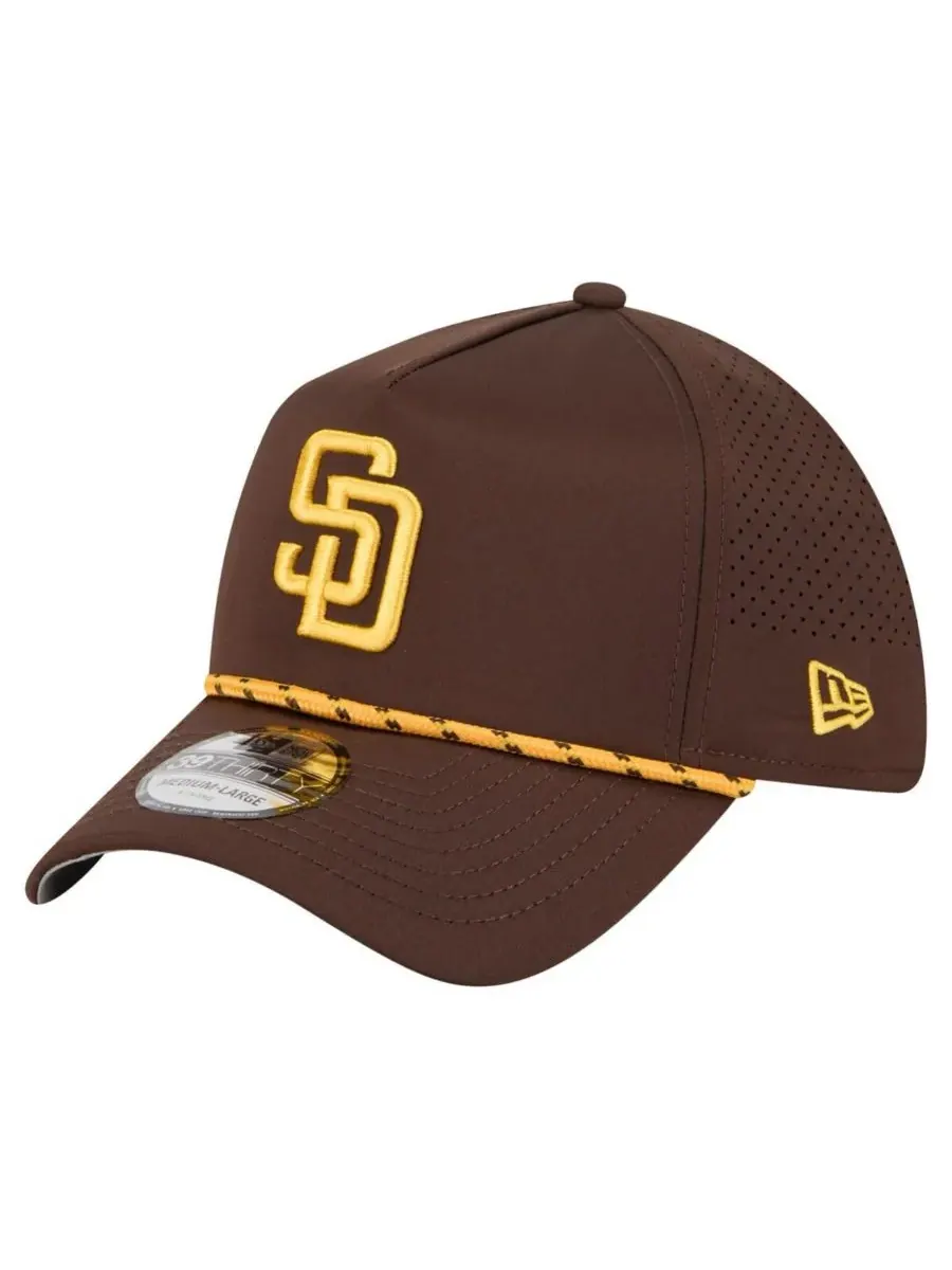 New Era Мужская коричневая перфорированная кепка San Diego Padres 39THIRTY A-Frame Flex Hat — изображение 1 из 5, коричневый
