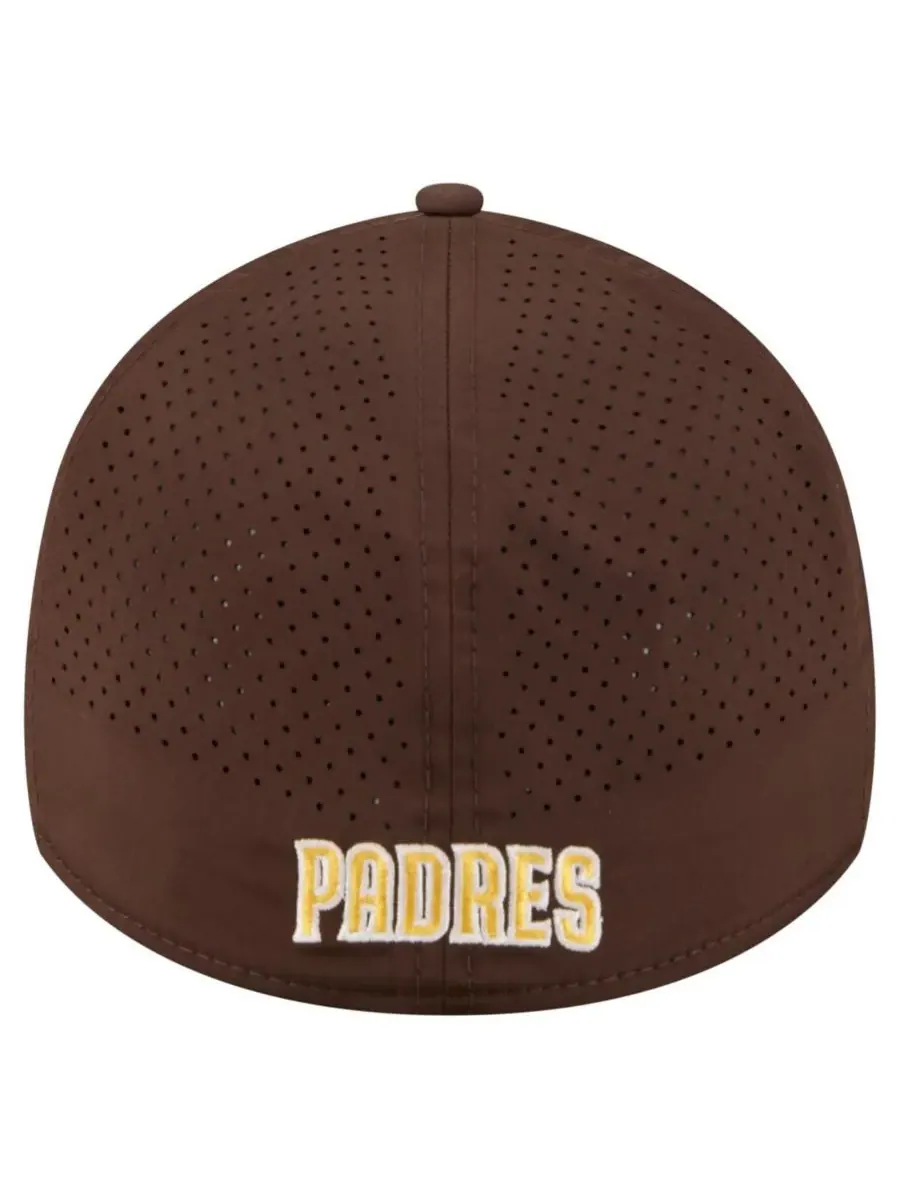 New Era Мужская коричневая перфорированная кепка San Diego Padres 39THIRTY A-Frame Flex Hat — изображение 2 из 5, коричневый
