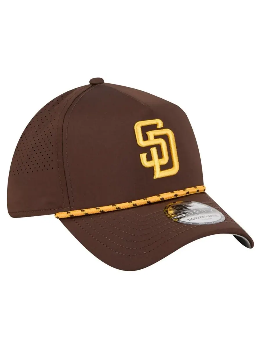 New Era Мужская коричневая перфорированная кепка San Diego Padres 39THIRTY A-Frame Flex Hat — изображение 4 из 5, коричневый