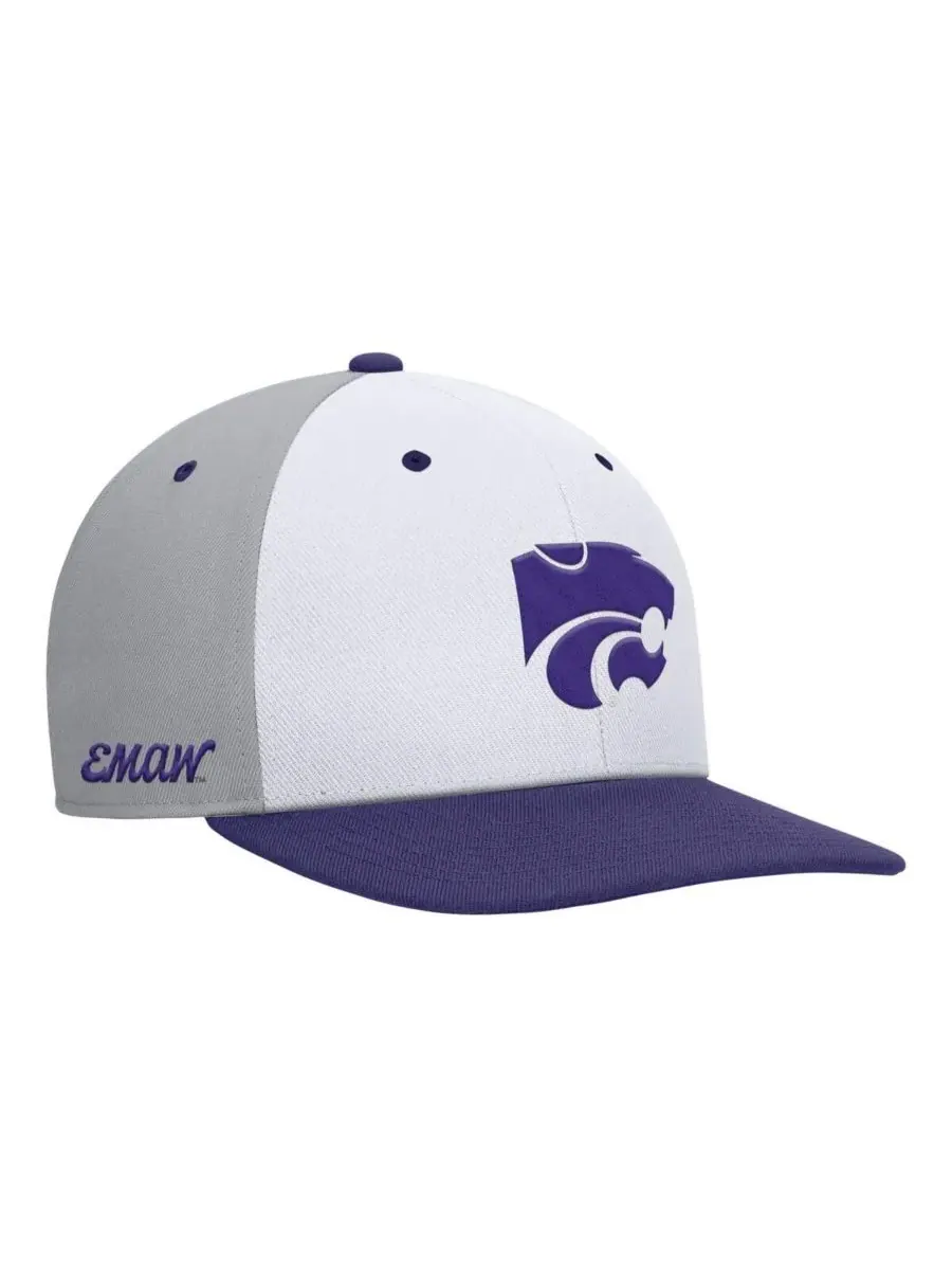 Nike Мужская бело-серая бейсболка Kansas State Wildcats Pro Performance Snapback — изображение 1 из 3, белый серый