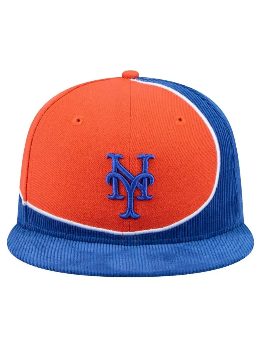 New Era Мужская вельветовая кепка New York Mets в стиле ретро с разрезом, королевского синего и — изображение 2 из 5