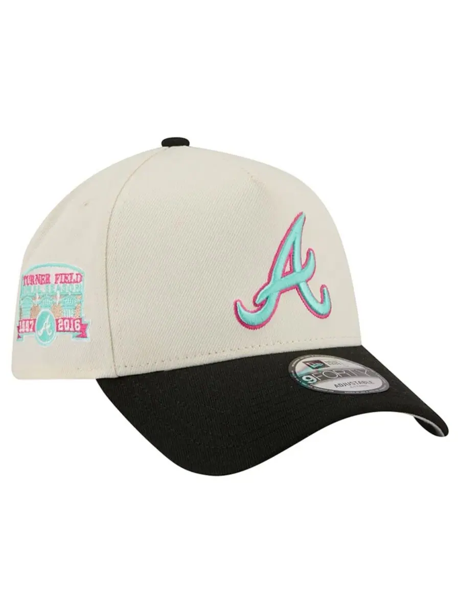 Бейсболка New Era Atlanta Braves Stadium Chrome 9FORTY A-Frame — изображение 1 из 4, бежевый