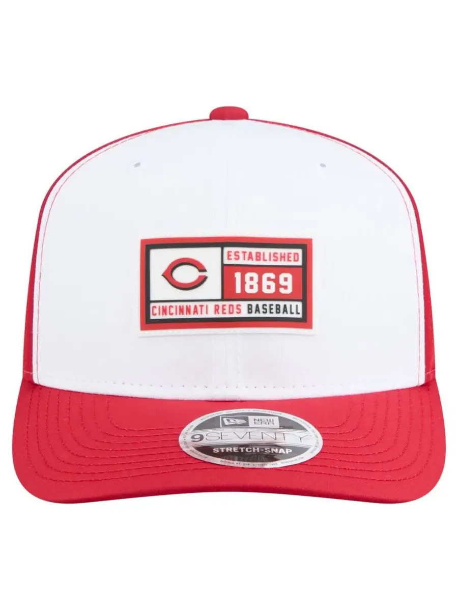 Кепка с силиконовой нашивкой Cincinnati Reds Established Patch 9SEVENTY New Era — изображение 2 из 4, белый красный