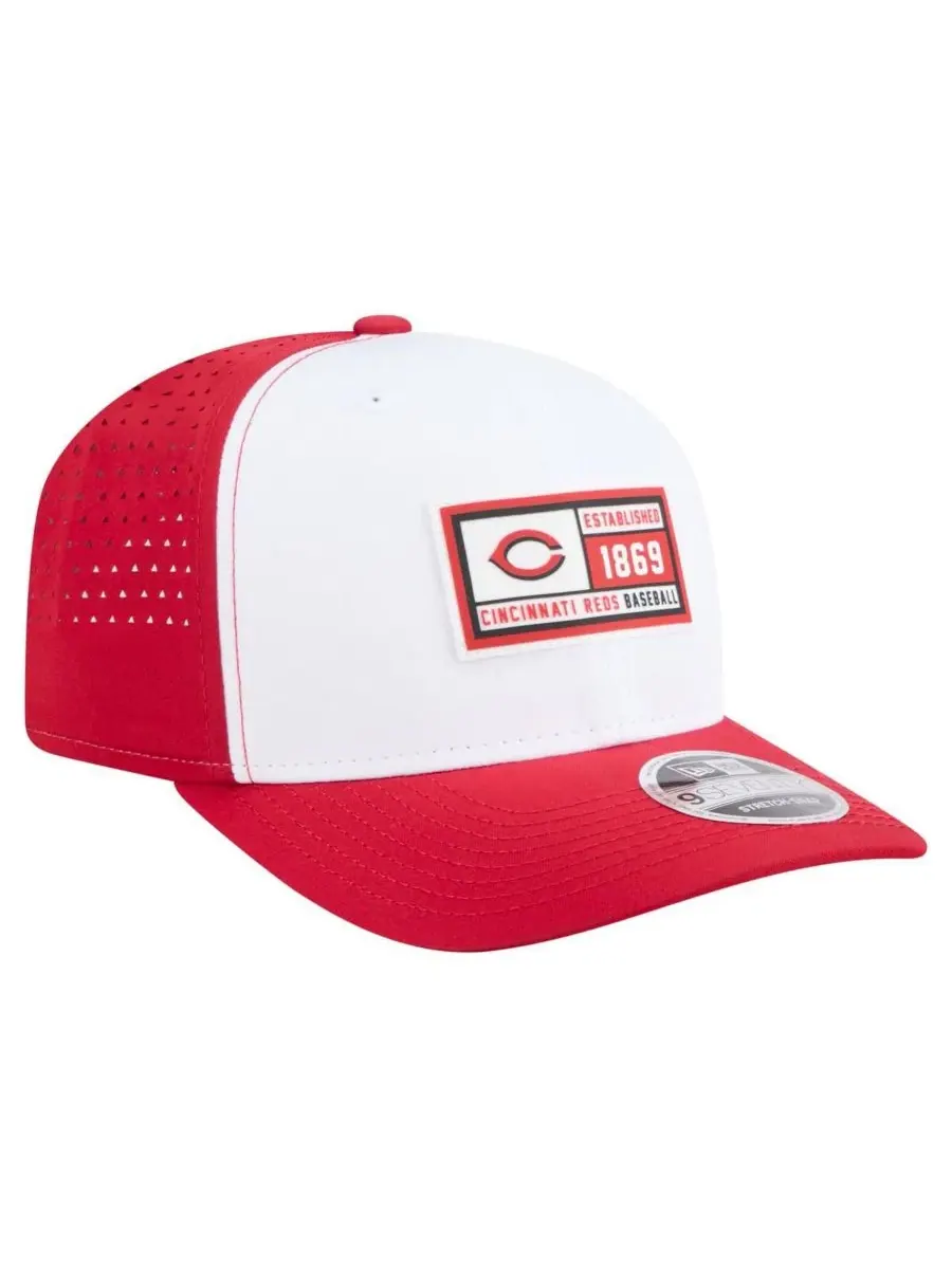 Кепка с силиконовой нашивкой Cincinnati Reds Established Patch 9SEVENTY New Era — изображение 3 из 4, белый красный