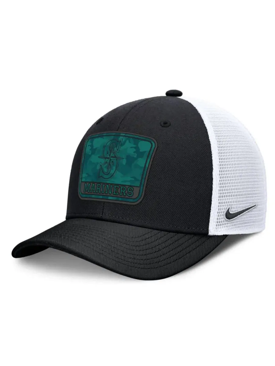Кепка-тракер Seattle Mariners Camo Rise Dri-FIT Nike — изображение 1 из 4, черный белый