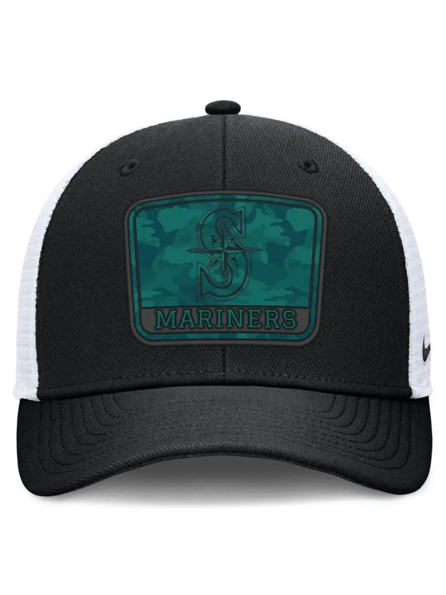 Кепка-тракер Seattle Mariners Camo Rise Dri-FIT Nike — изображение 2 из 4, черный белый