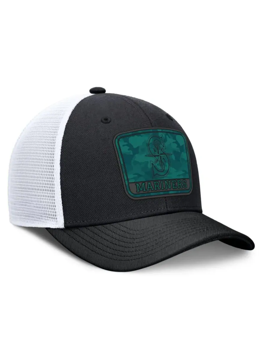 Кепка-тракер Seattle Mariners Camo Rise Dri-FIT Nike — изображение 3 из 4, черный белый