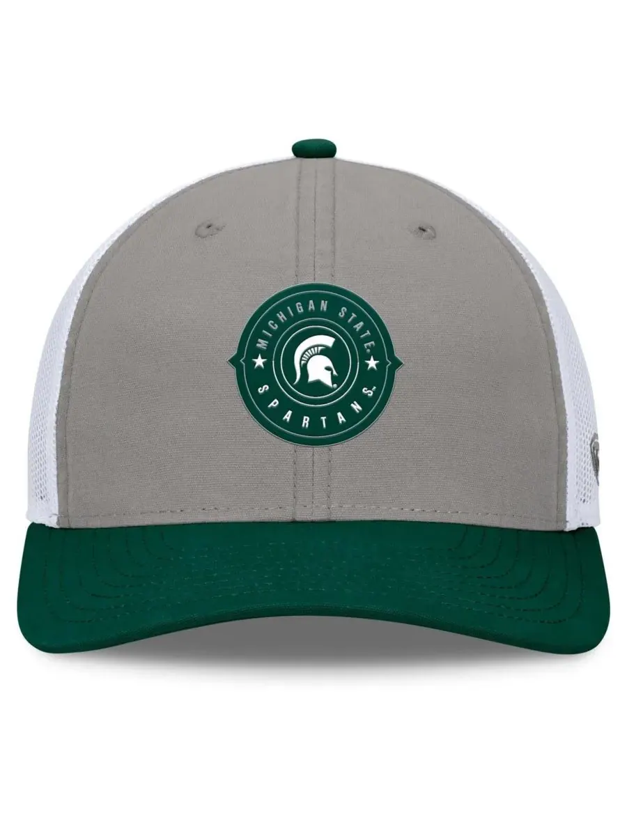 Top of the World Мужская регулируемая кепка-тракер Michigan State Spartans Rob серого/зеленого цвета — изображение 2 из 4