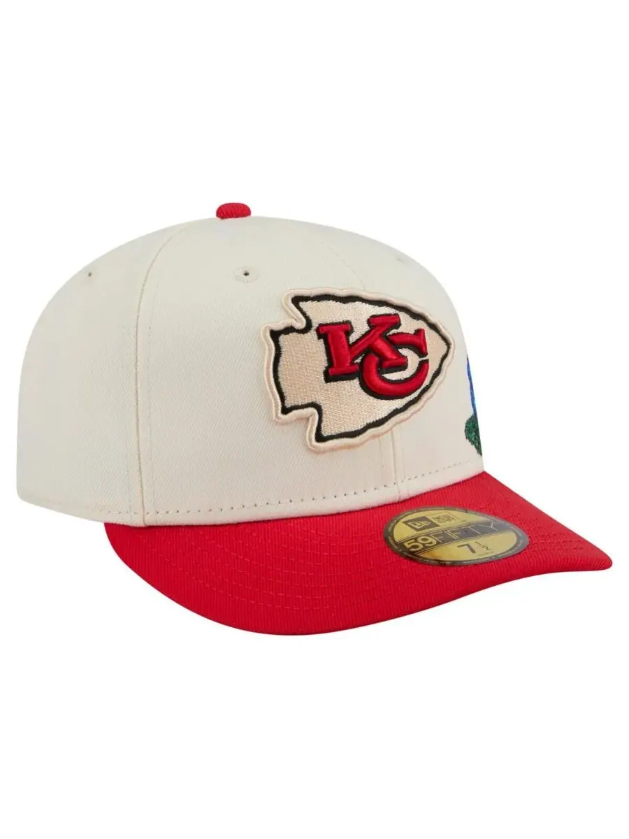 New Era Мужская кепка 59FIFTY кремового/красного цвета с цветочным принтом в стиле команды Kansas — изображение 2 из 4