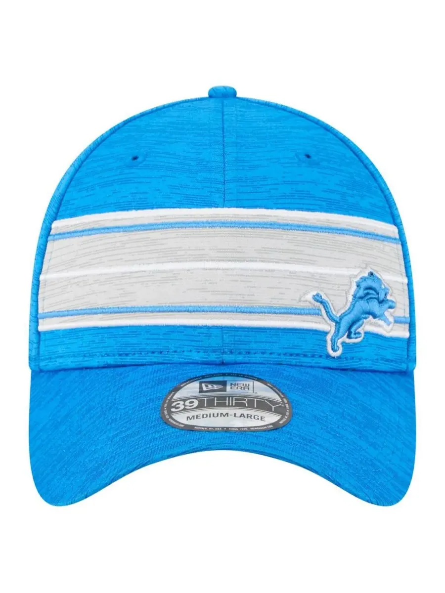 New Era Мужская синяя кепка Detroit Lions Stripes 39THIRTY Flex Hat — изображение 2 из 4, синий
