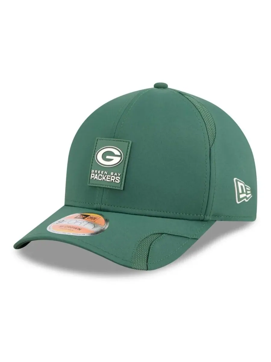 New Era Мужская зеленая регулируемая кепка Green Bay Packers 2025 Sideline M-Crown 9FORTY — изображение 1 из 5, зеленый