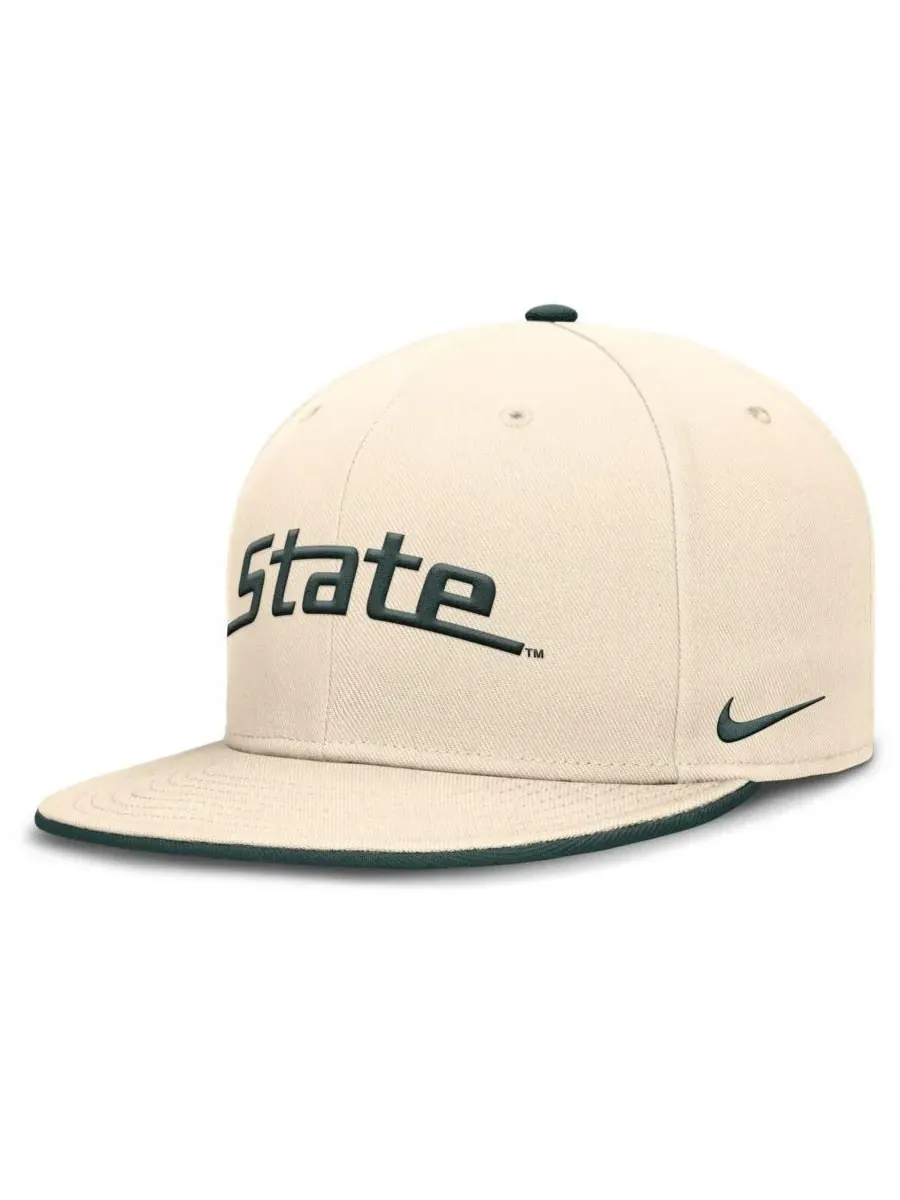 Мужская бейсболка Natural Michigan State Spartans Primetime True Performance Fitted Hat Nike — изображение 5 из 5, прозрачный