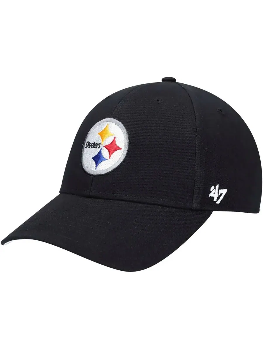 '47 Brand Детская черная регулируемая бейсболка Pittsburgh Steelers Basic MVP — изображение 1 из 4, черный
