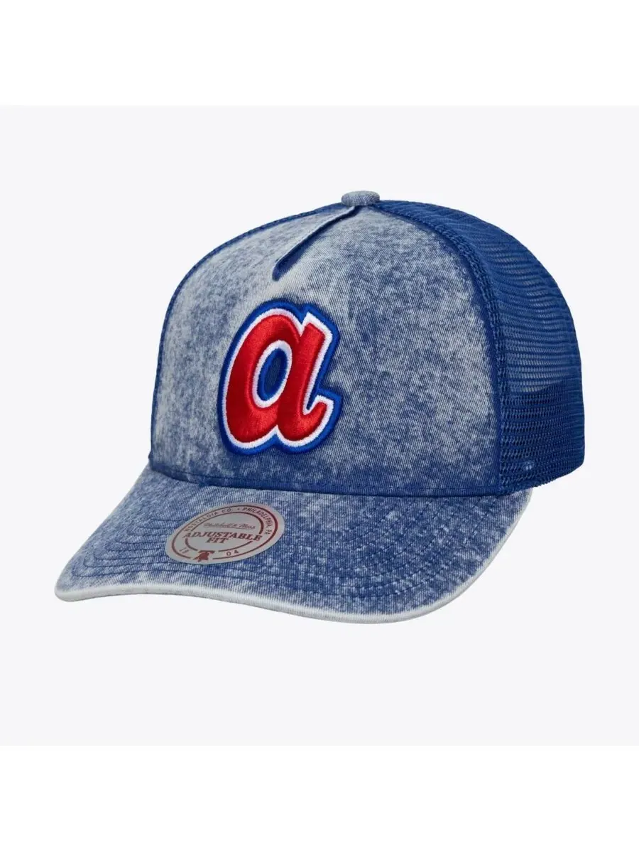 Мужская и женская синяя регулируемая бейсболка Atlanta Braves Cooperstown Gameday Mitchell & Ness — изображение 1 из 3, синий