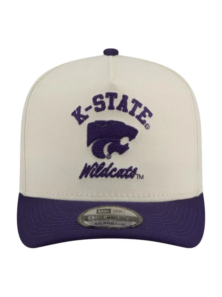 Кепка-снапбек с высокой тульей и принтом Kansas State Wildcats New Era — изображение 2 из 5, кремовый фиолетовый