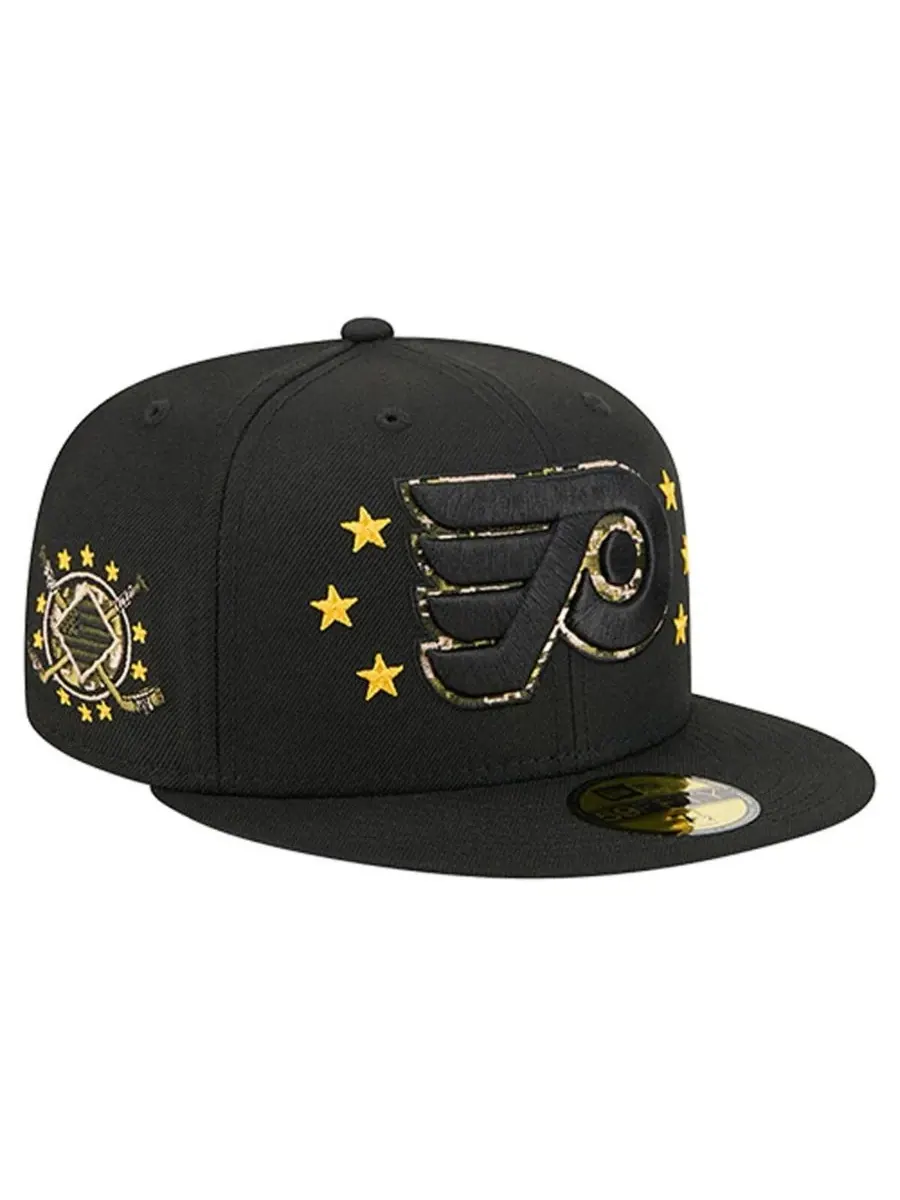 New Era Мужская черная бейсболка Philadelphia Flyers Military Appreciation Digital Camo Stars — изображение 1 из 4, черный