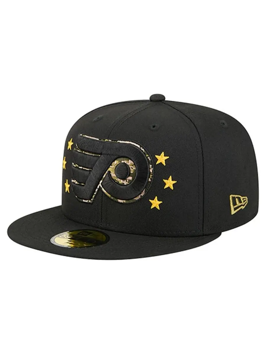 New Era Мужская черная бейсболка Philadelphia Flyers Military Appreciation Digital Camo Stars — изображение 3 из 4, черный