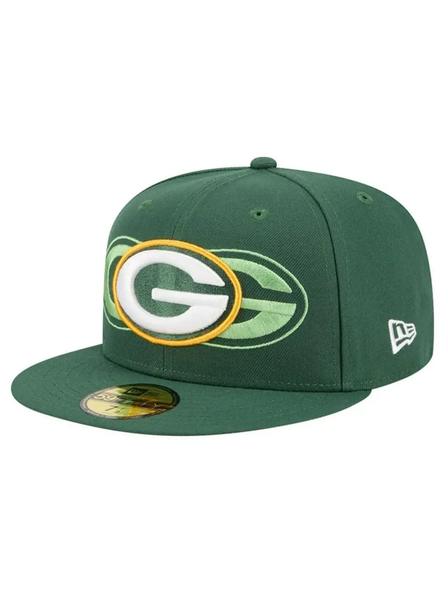 New Era Мужская бейсболка Green Bay Packers Tri-Hit 59FIFTY Fitted Hat — изображение 1 из 4, зеленый