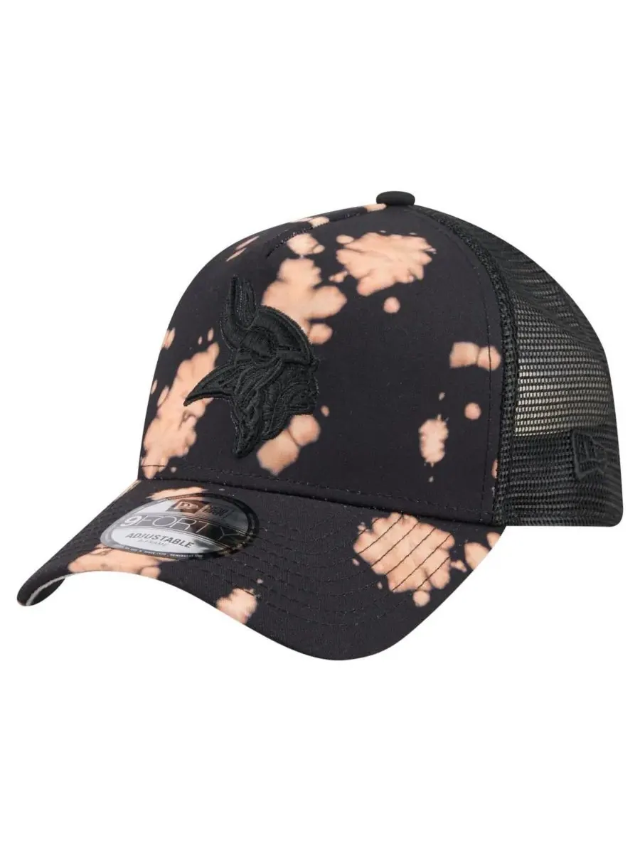 New Era Мужская черная бейсболка Minnesota Vikings Bleached A-Frame 9FORTY Trucker с регулируемым — изображение 1 из 4