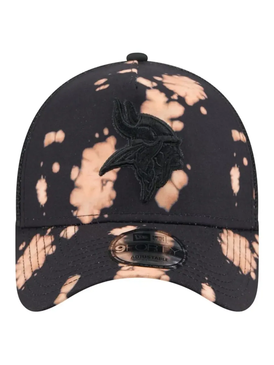 New Era Мужская черная бейсболка Minnesota Vikings Bleached A-Frame 9FORTY Trucker с регулируемым — изображение 2 из 4